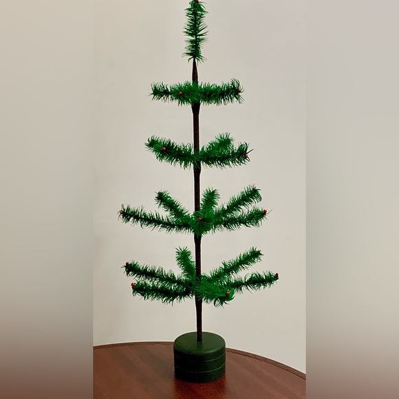 1995 Vtg Artist Signed Artisan Hand Crafted Stiff Branch Feather Tree - Picture 15 of 16